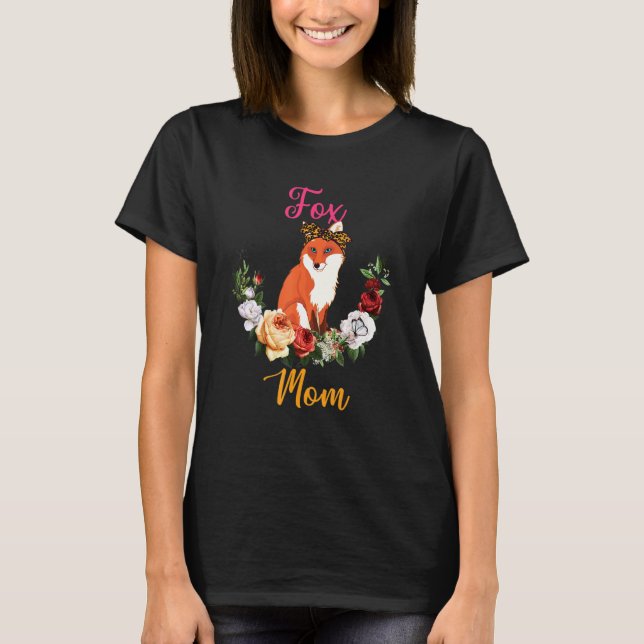 Camiseta Fox Mom Floral Fox Bow Tie Lover Mother's Day (Frente)