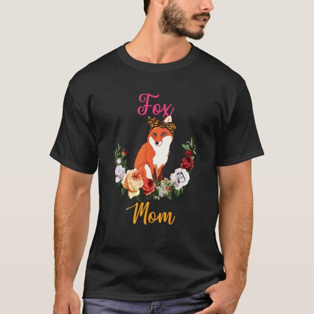 Camiseta Fox Mom Floral Fox Bow Tie Lover Mother's Day (Frente)