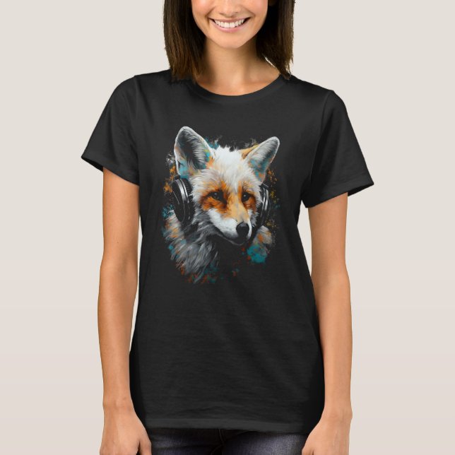 Camiseta Fox Music  Animal Headphones Fox (Frente)