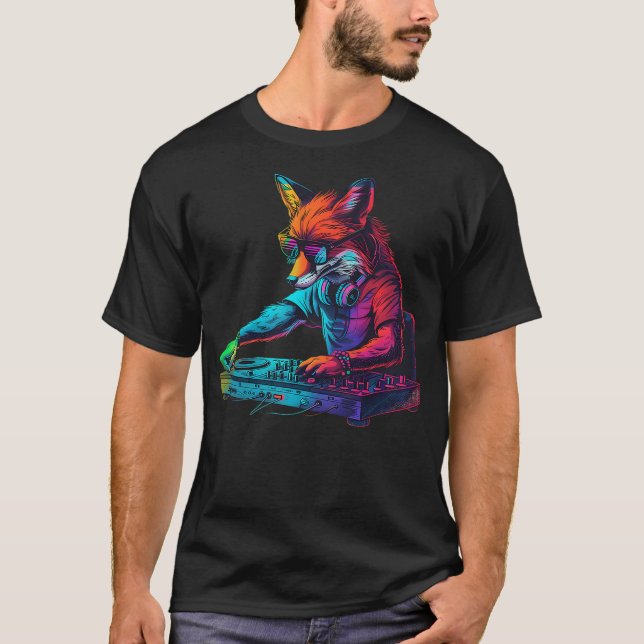Camiseta Fox Music DJ Dance Club Techno House Music Turntab (Frente)