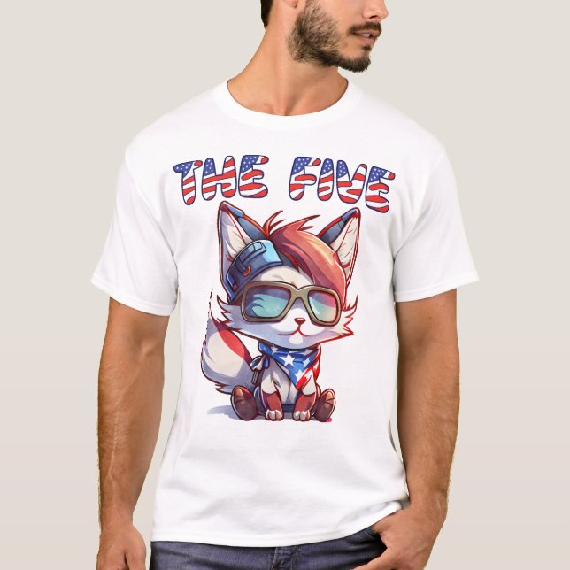 Camiseta Fox News A Cinco Raposa Patriótica Americana Cuta (Frente)