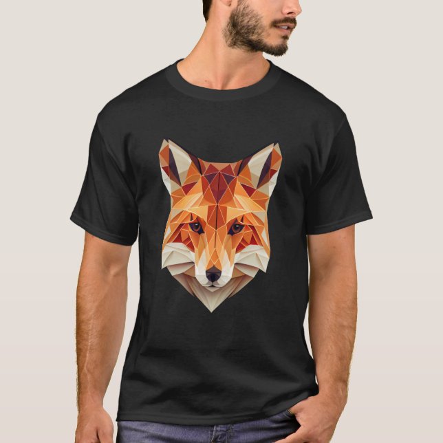 Camiseta Fox Polygon Selvagem Animal Selvagem Zookeeper Geo (Frente)
