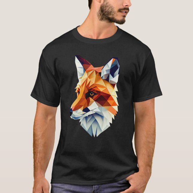 Camiseta Fox Polygon Selvagem Animal Selvagem Zookeeper Geo (Frente)
