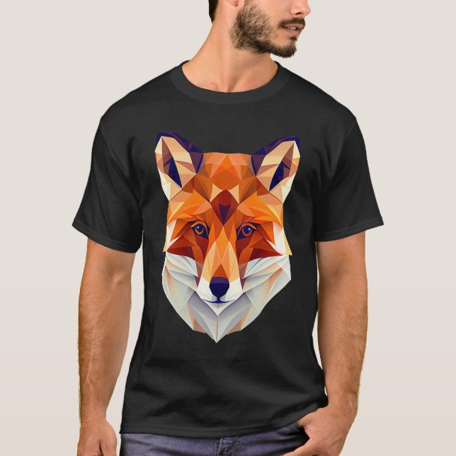 Camiseta Fox Polygon Wild Animal  Wildlife Zookeeper Geomet (Frente)