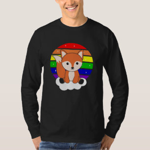 Camiseta Fox Rainbow Glitter Kawaii Orange