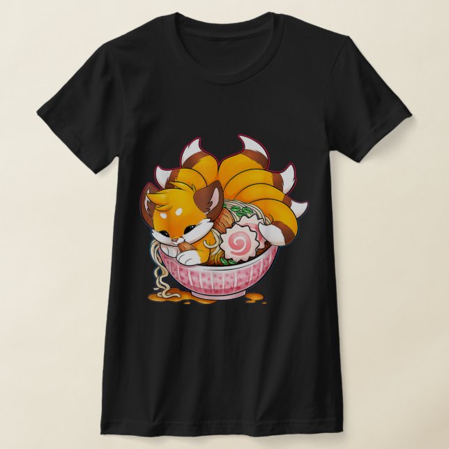 Camiseta Fox Ramen Japonês Noodles Cute Kawaii Anime G (Postura )