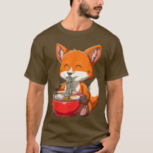 Camiseta Fox Ramen Japonês Noodles Cute Kawaii Anime Gift