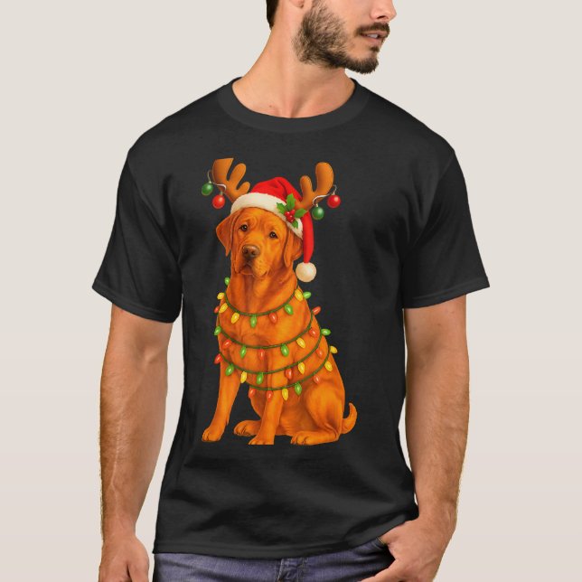 Camiseta Fox Red Lab Christmas Tree Light Pajama Labrador D (Frente)
