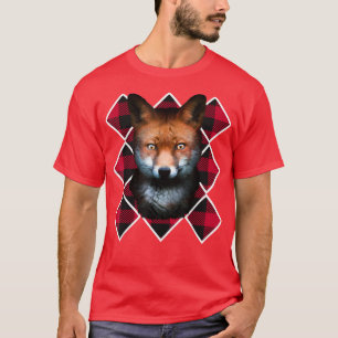 Camiseta Fox Red Xadrez Padrão Santa Claus T-Shir