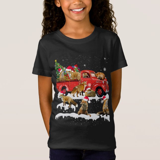 Camiseta Fox Riding Red Truck Feliz Natal X mas Ugly Gi (Frente)