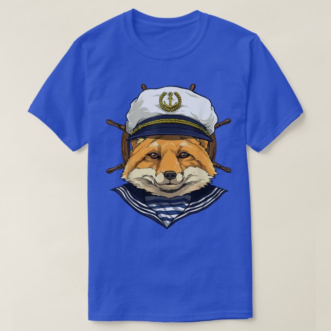 Camiseta Fox Sailor Boat Capitão Floresta de Fox Selvagem (Frente do Design)