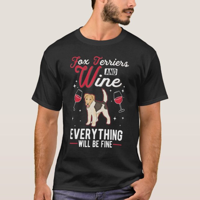 Camiseta Fox Terrier And Wine Wire Fox Terrier (Frente)