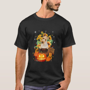 Camiseta Fox Terrier Bonito Em Pumkins No outono De Outono