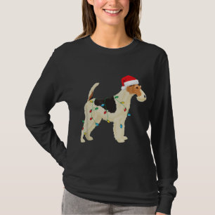 Camiseta Fox Terrier Christmas Lights Santa Hog Xm