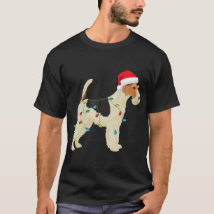 Camiseta Fox Terrier Christmas Lights Santa Hog Xm