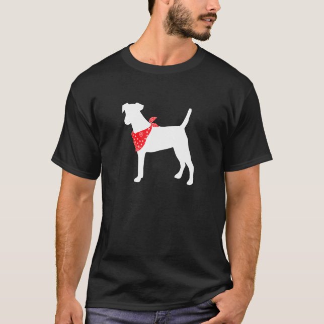 Camiseta Fox Terrier Dog Vestindo Red Bandana (Frente)