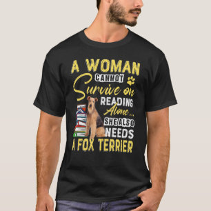 Camiseta Fox Terrier Lady Cute Doberman Mamãe Bookworm