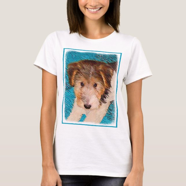 Camiseta Fox Terrier Puppy Painting - Arte Original De Cão (Frente)