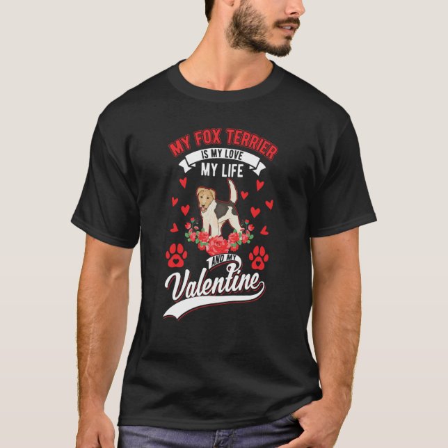 Camiseta Fox Terrier Valentine's Day Wire Fox Terrier (Frente)