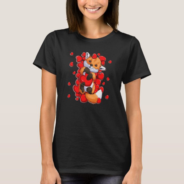Camiseta Fox Valentines Day Fox Heart Kids  1 (Frente)