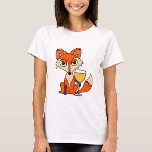 Camiseta Fox vermelho com vidro de vinho branco