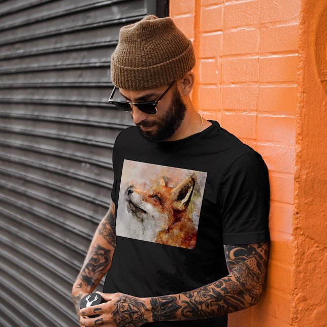 Camiseta Fox Watercolor Retrato 01 (Criador carregado)