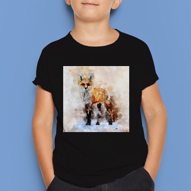 Camiseta Fox Watercolor Retrato 02 (Criador carregado)