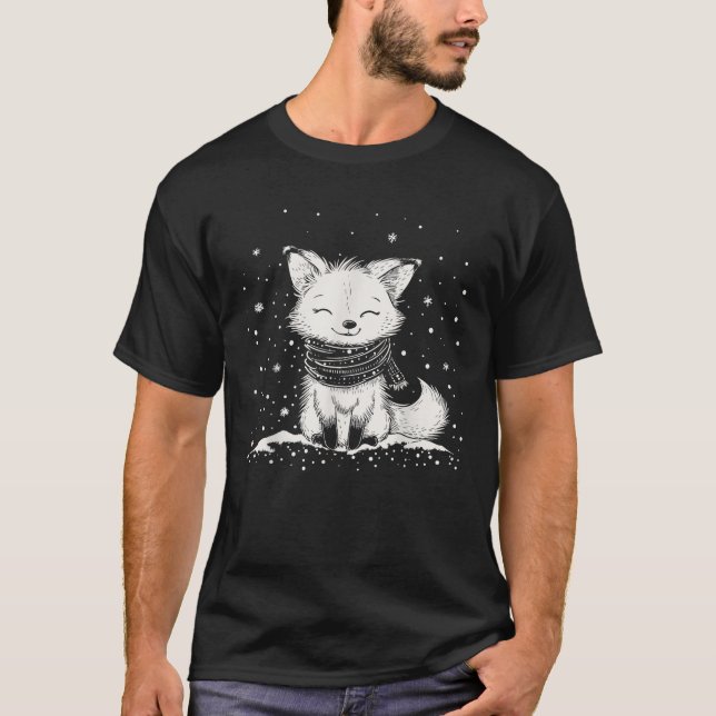 Camiseta Fox White Winter Snow Arctic Foxes Cute Adorable W (Frente)