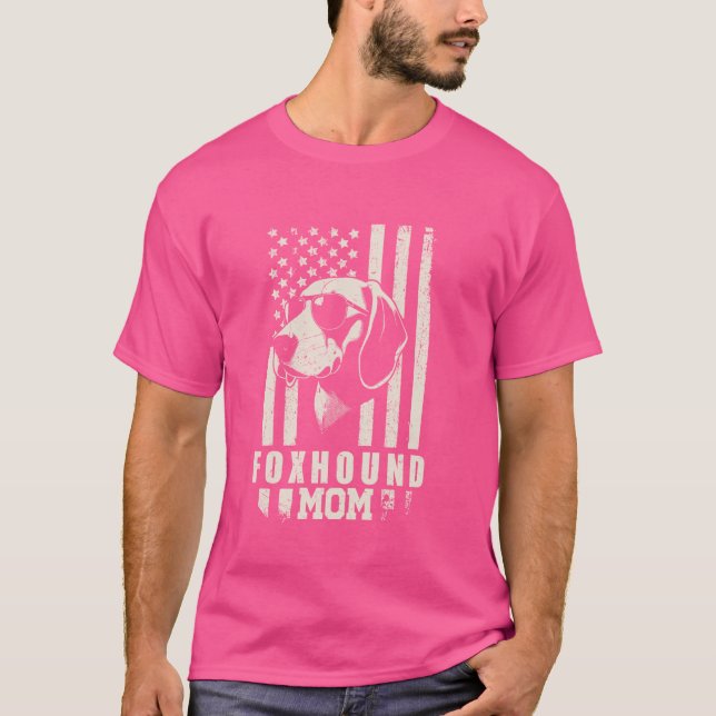 Camiseta Foxhound Dog Mãe Americana Bandeiras Presentes par (Frente)