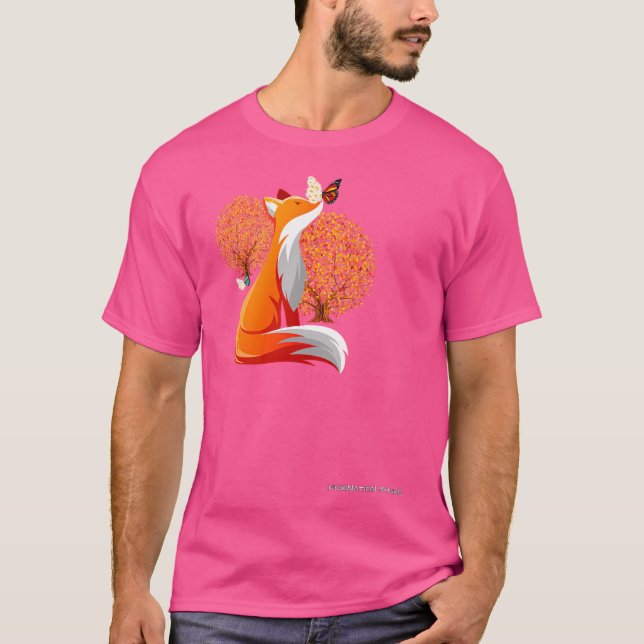 Camiseta Foxinação Natureza Autumn Com Raposa E Borboletas (Frente)