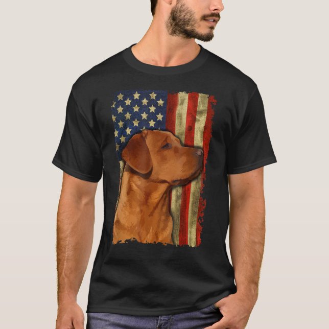 Camiseta Foxred Labrador Retriever EUA Flag Fox Red Labrado (Frente)