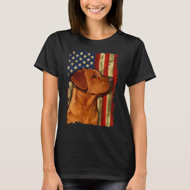 Camiseta Foxred Labrador Retriever USA Flag Fox Red Labrado (Frente)
