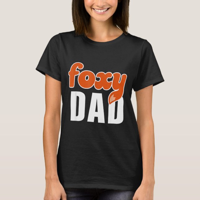 Camiseta Foxy Dad Shirt Funny Father Gift Cute Fox Cartoon  (Frente)