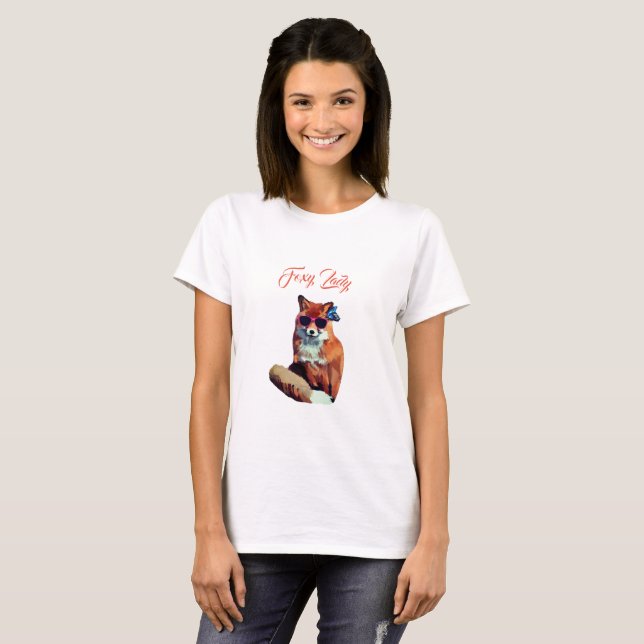 Camiseta Foxy Lady Cute e T-shirt engraçada (Frente Completa)