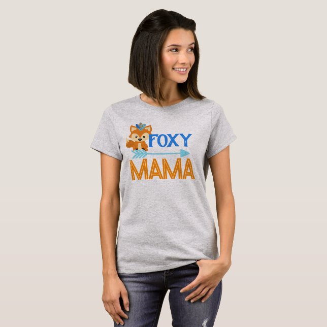 Camiseta Foxy Mama Wild One Blue Woodland Party T-Shirt (Frente Completa)