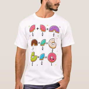 Camiseta Frações de Donut Humor de Aprendizado de Matemátic