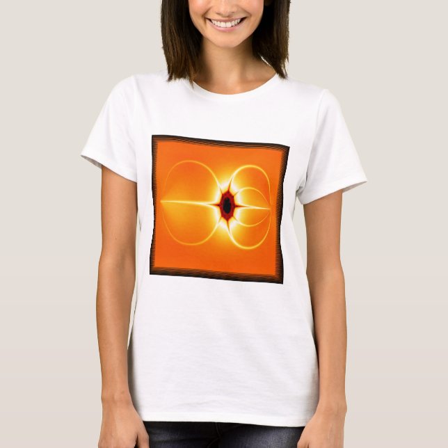 Camiseta Fractal Amarelo Com Fundo Laranja (Frente)