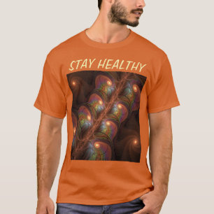 Camiseta Fractal Castanho Abstrato fluorescente colorido