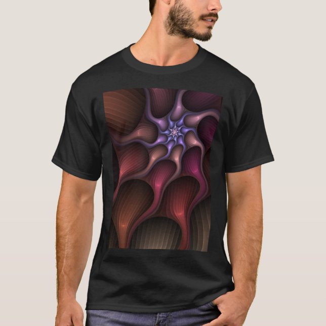 Camiseta Fractal Colorido de Abstrato brilhante mágico (Frente)