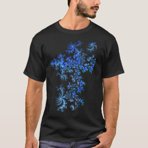 Camiseta Fractal de Cristais Azuis de Gelo