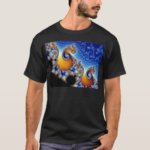 Camiseta Fractal espiral dobro azul de Mandelbrot