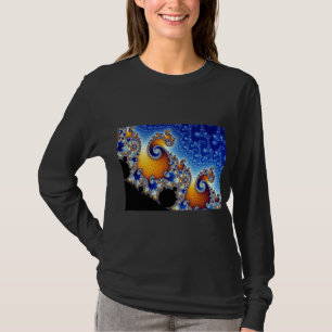 Camiseta Fractal espiral dobro azul de Mandelbrot