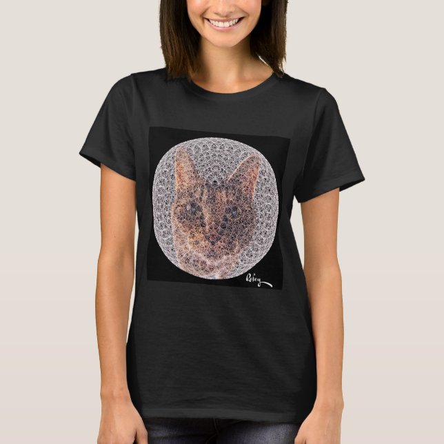 Camiseta Fractal Female Feline por Rofey (Frente)