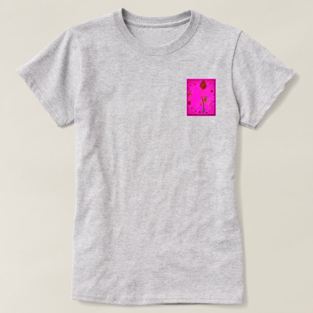 Camiseta Fractal Red Rose (Frente do Design)