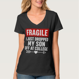 Camiseta Frágil mãe caindo filho na faculdade