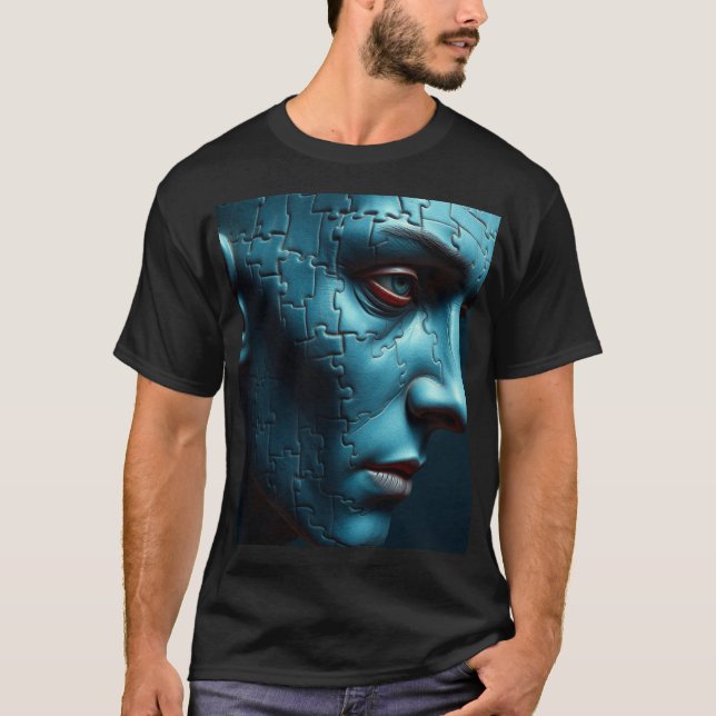 Camiseta Fragmented Mind: Jigsaw Puzzle Head (Frente)