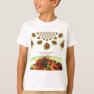 Camiseta Fragrância de vida em potpourri colorido