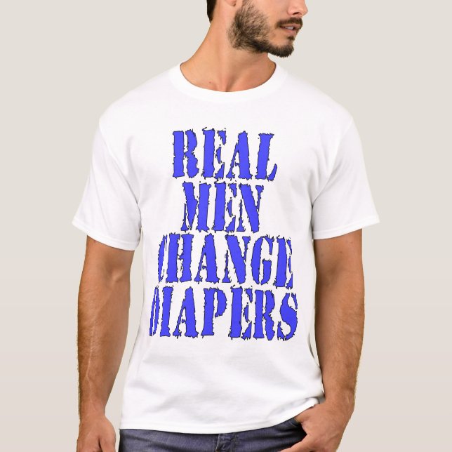 Camiseta Fraldas reais da mudança dos homens (Frente)