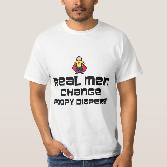Camiseta Fraldas reais de Poopy da mudança dos homens (Frente)