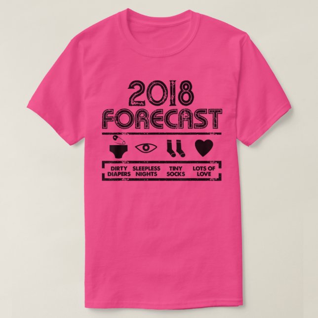 Camiseta fraldas Sujas Previstas para 2018 Noites Sem Sono (Frente do Design)
